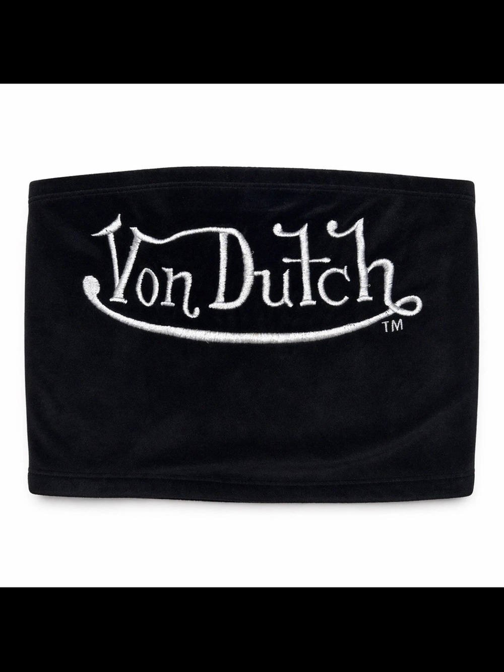 Von Dutch Tube Top Womens Small Black Logo Stretch Y2K Retro